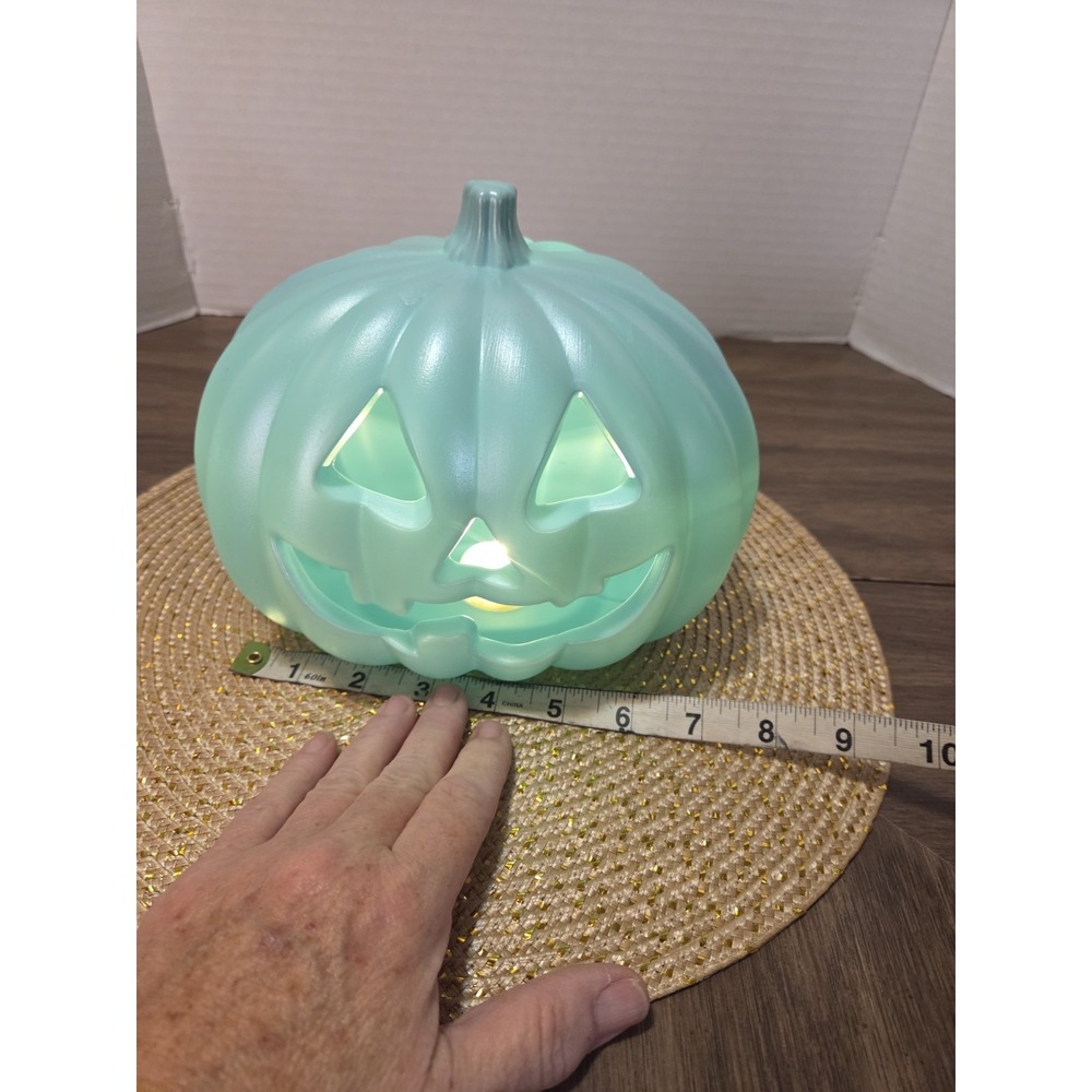 Light Up Jack O Lantern, Halloween, Turquoise - Picture 8 of 8